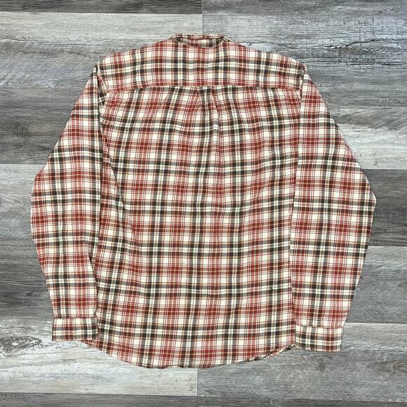 Eddie Bauer Classic‎ Fit Cream Red Brown Tartan Men XLT Flannel Button Up Shirt - Picture 3 of 10